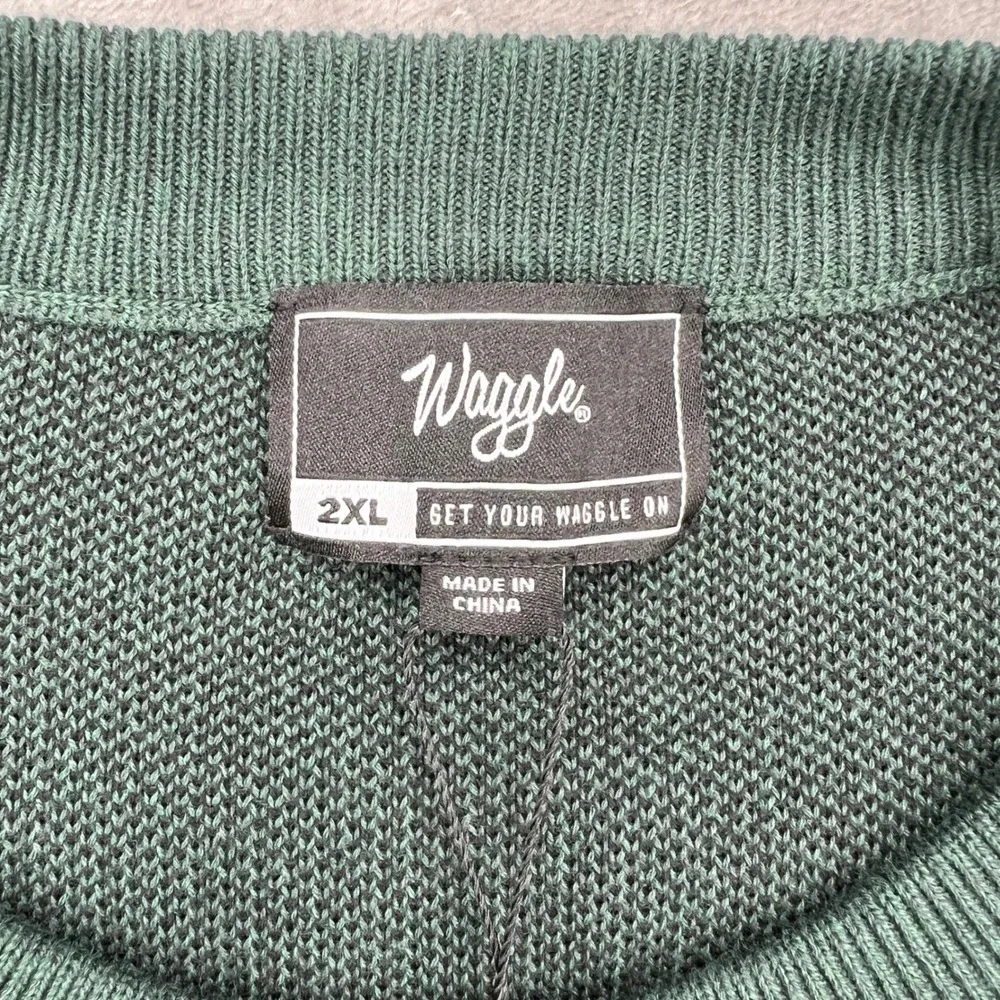 Waggle Migration Wildknit Sweater Mens 2XL Green Black Duck Graphic Crewneck‎